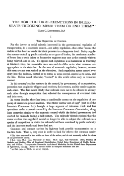 The Agricultural Exemptions in Interstate Trucking