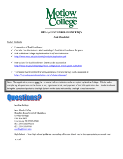 DUAL/JOINT ENROLLMENT FAQ`s And Checklist Packet Contents