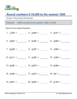 Grade 3 Rounding Worksheet - Round numbers 0