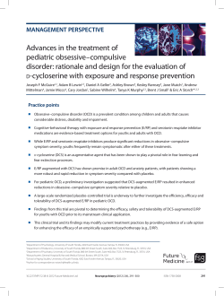 Advances in the treatment of pediatric obsessive&ndash;compulsive