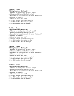 The Giver - Chapter 5 Thinking Questions &ndash; IAN pg. 18 1. What was