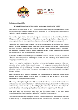 Embargoed: 5 August 2016 SYDNEY ZOO ANNOUNCES TEN