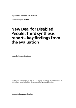 New Deal for Disabled People: Third synthesis report &ndash; key findings