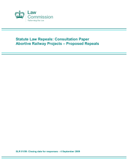 Statute Law Repeals: Consultation Paper Abortive Railway Projects