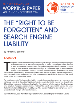 the &ldquo;right to be forgotten&rdquo; and search engine liability