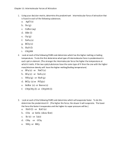 Chapter 11: Intermolecular Forces of Attraction 1. Using your