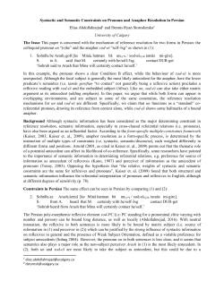 Syntactic and Semantic Constraints on Pronoun and