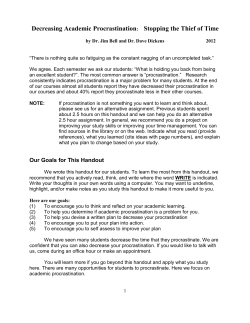 Decreasing Academic Procrastination: Stopping the Thief of Time