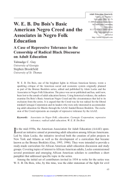 WEB Du Bois`s Basic American Negro Creed and the