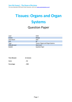 Tissues: Organs and Organ Systems