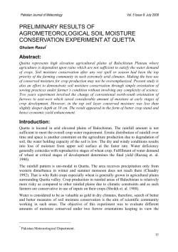 Preliminary Results of Agrometeorological Soil Moisture