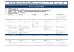 The Fifth Biennial New Zealand Discourse Conference 7 &ndash; 9