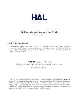Tolkien, the Author and the Critic - Hal-SHS