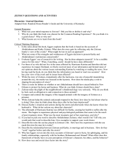 ZEITOUN QUESTIONS AND ACTIVITIES Discussion / Journal