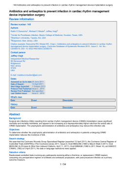 148 Antibiotics and antiseptics to prevent infection in cardiac rhythm