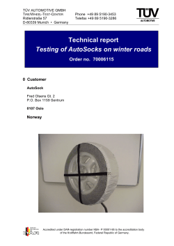 Technical report Testing of AutoSocks on winter roads - AZ-pneu