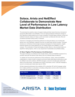 Solace, Arista and NetEffect Collaborate to Demonstrate New Level