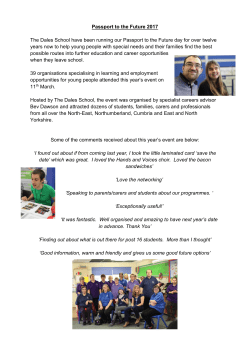 Passport to the Future 2017 The Dales School have been running