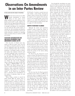 Observations On Amendments in an Inter Partes Review