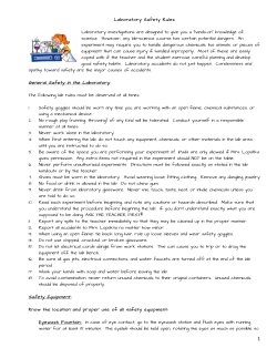 General Safety in the Laboratory Safety Equipment