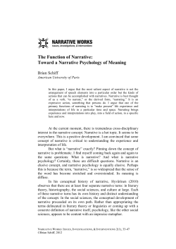 The Function of Narrative: Toward a Narrative Psychology of Meaning