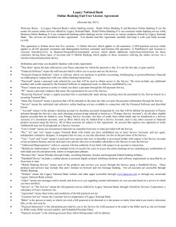 Legacy National Bank Online Banking End User License Agreement