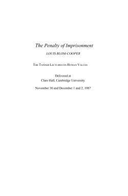 The Penalty of Imprisonment - The Tanner Lectures on Human Values
