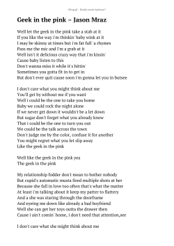 Geek in the pink - Jason Mraz - tekst
