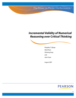 Incremental Validity of Numerical Reasoning over Critical Thinking