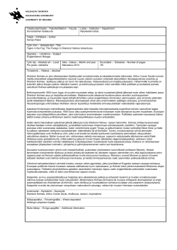 Tigers in the Fog : The Foreign in Sherlock Holmes Adventures