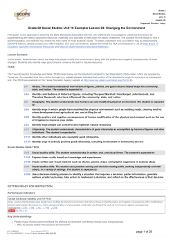 Grade 02 Social Studies Unit 10 Exemplar Lesson 03