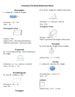 Geometry Formula Reference Sheet Rectangles Trapezoid