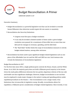 Budget Reconciliation: A Primer