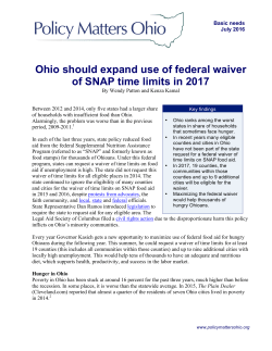 Ohio should expand use of federal waiver of SNAP time limits in 2017