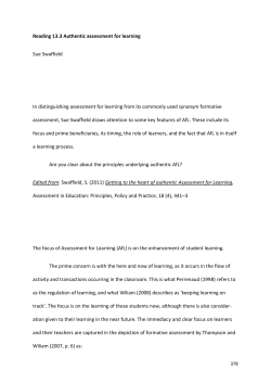 Reading 13.3 Authentic assessment for learning Sue Swaffield In