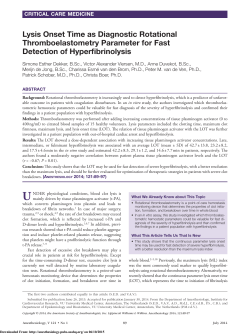 Lysis Onset Time as Diagnostic Rotational Thromboelastometry