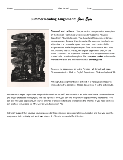 Summer Reading Assignment: Jane Eyre