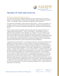 Tip Sheet 19: State and Local Law