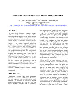 Adapting the Electronic Laboratory Notebook for