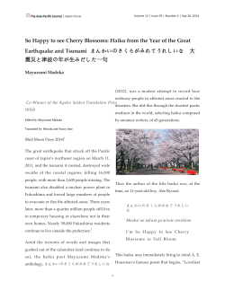 So Happy to see Cherry Blossoms: Haiku from the
