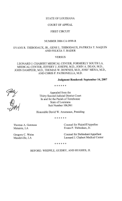 Appealed from the - Louisiana First Circuit Court of Appeals