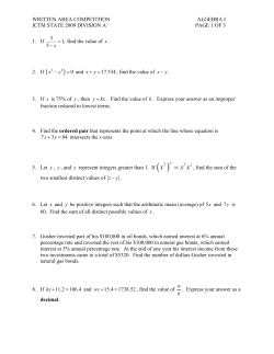 Division 1A/2A - ICTM Math Contest