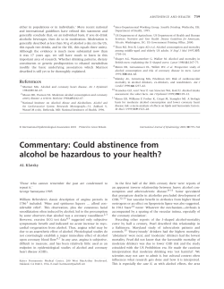 Could abstinence from alcohol be hazardous to your health?