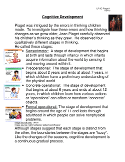 Cognitive Development Piaget was intrigued by the errors in