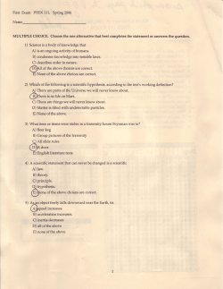 N First Exam PHSX L1.L, Spring 2005 MULTIPLE CHOICE. Choose