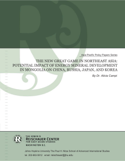 the new great game in northeast asia: potential impact of energy