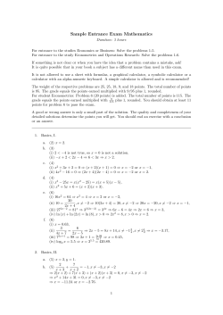Sample Entrance Exam Mathematics