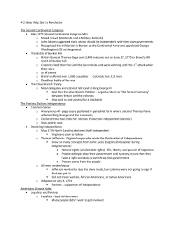 4-2 Ideas Help Start a Revolution The Second Continental Congress