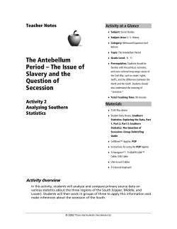 The Antebellum Period &ndash; The Issue of Slavery and the