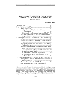 Trade Promotion Authority: Evaluating the Necessity of